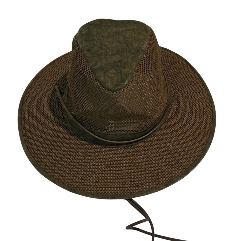 Henschel Hat Co Breezer Safari Hat Mens Medium Green Brown Excellent Mesh USA
